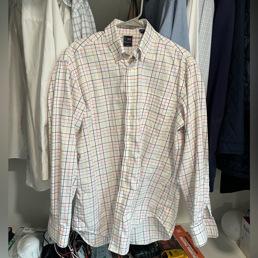Plaid T Harris London Men’s Dress Shirt Size Large.